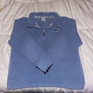 PINK Victoria's Secret Blue Quarter-Zip Sweater